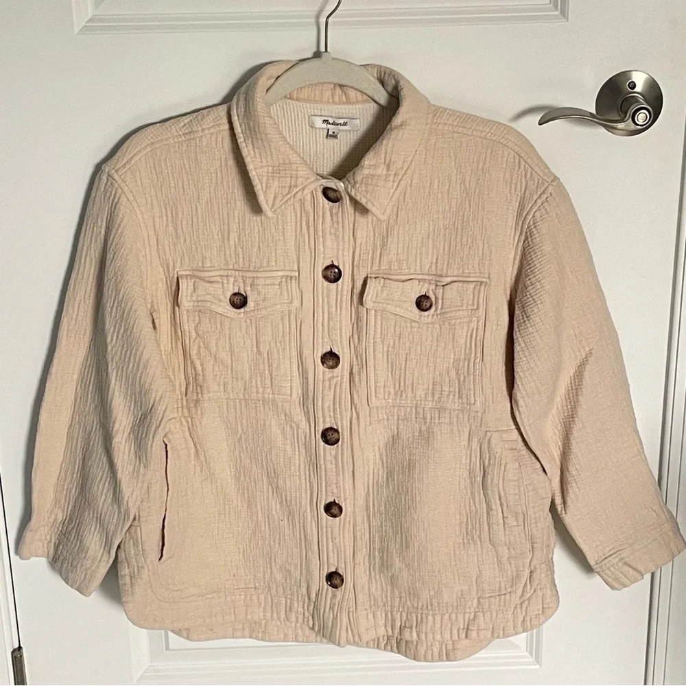 Madewell Waffleback Branner Cream Shirt Jacket 29725 - Picture 2 of 13